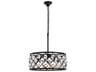 Madison 5-Light Matte Black Clear Crystal Drum Pendant
