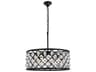 Madison 6-Light Matte Black Clear Crystal Drum Pendant
