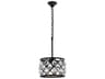 Madison 3-Light Matte Black Clear Crystal Drum Mini Pendant