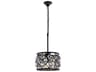 Madison 3-Light Matte Black Silver Crystal Drum Mini Pendant