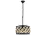Madison 4-Light Matte Black Gold Crystal Drum Pendant