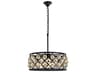 Madison 5-Light Matte Black Gold Crystal Drum Pendant