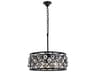 Madison 5-Light Matte Black Silver Crystal Drum Pendant
