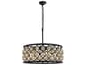 Madison 6-Light Matte Black Crystal Drum Pendant