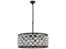Madison 6-Light Matte Black Clear Crystal Drum Pendant