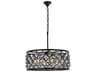 Madison 6-Light Matte Black Silver Crystal Drum Pendant