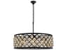 Madison 8-Light Matte Black Gold Crystal Drum Pendant