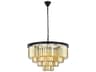 Sydney 17-Light Matte Black Gold Crystal Tiered Chandelier