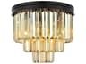 Sydney 9-Light Matte Black Gold Crystal Tiered Flush Mount
