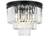 Sydney 9-Light Matte Black Clear Crystal Tiered Flush Mount