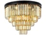 Sydney 17-Light Matte Black Gold Crystal Tiered Flush Mount