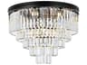 Sydney 17-Light Matte Black Clear Crystal Tiered Flush Mount