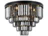 Sydney 17-Light Matte Black Silver Crystal Tiered Flush Mount