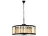 Chelsea 10-Light Matte Black Gold Crystal Drum Pendant