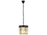 Sydney 3-Light Matte Black Gold Crystal Drum Mini Pendant