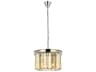 Sydney 3-Light Polished Nickel Gold Crystal Drum Pendant