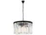 Sydney 8-Light Matte Black Clear Crystal Drum Pendant