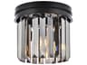 Sydney 3-Light Matte Black Silver Crystal Drum Flush Mount