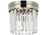 Sydney 3-Light Polished Nickel Clear Crystal Drum Flush Mount