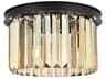 Sydney 3-Light Matte Black Crystal Drum Flush Mount