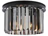 Sydney 3-Light Matte Black Silver Crystal Drum Flush Mount