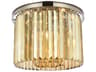 Sydney 6-Light Polished Nickel Gold Crystal Drum Flush Mount