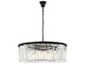 Sydney 10-Light Matte Black Clear Crystal Drum Pendant