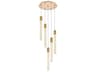 Weston 5-Light Satin Gold Crystal LED Cylinder Pendant