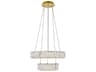 Monroe 2-Light Gold Clear Crystal LED Drum Chandelier