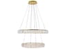 Monroe 2-Light Gold Clear Crystal LED Drum Chandelier