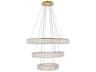 Monroe 3-Light Gold Crystal LED Drum Tiered Chandelier