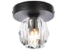 Eren 1-Light Black Crystal Glass Geometric Flush Mount