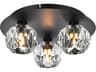 Graham 3-Light Black Crystal Geometric Flush Mount
