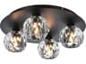 Graham 4-Light Black Crystal Geometric Flush Mount
