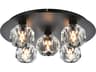Graham 5-Light Nickel Black Crystal Geometric Flush Mount