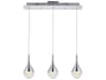 Amherst 3-Light Chrome Clear Crystal LED Geometric Island Pendant