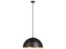 Rafaelino 1-Light Structured Black Gold Leaf Dome Pendant