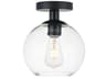 Baxter 1-Light Black Glass Globe Semi Flush Mount