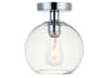 Baxter 1-Light Chrome Glass Globe Semi Flush Mount