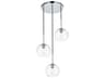 Baxter 3-Light Chrome And Clear Glass Globe Pendant