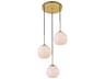 Baxter 3-Light Brass And Frosted White Glass Globe Pendant
