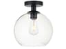 Baxter 1-Light Black Glass Globe Semi Flush Mount