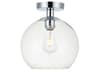 Baxter 1-Light Chrome Glass Globe Semi Flush Mount