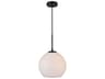 Baxter 1-Light Black And Frosted White Glass Globe Mini Pendant