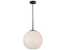 Baxter 1-Light Black And Frosted White Glass Globe Pendant
