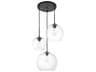 Baxter 3-Light Black And Clear Glass Globe Pendant
