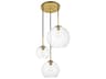 Baxter 3-Light Brass And Clear Glass Globe Pendant