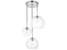 Baxter 3-Light Chrome And Clear Glass Globe Pendant