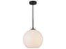 Baxter 1-Light Black And Frosted White Glass Globe Mini Pendant