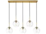 Baxter 5-Light Brass And Clear Glass Island Pendant